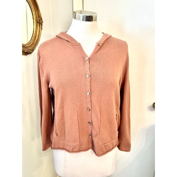 J. Jill purejill Organic Cotton Cardigan Button Closure SP S Pink Oversized - Picture 8 of 11